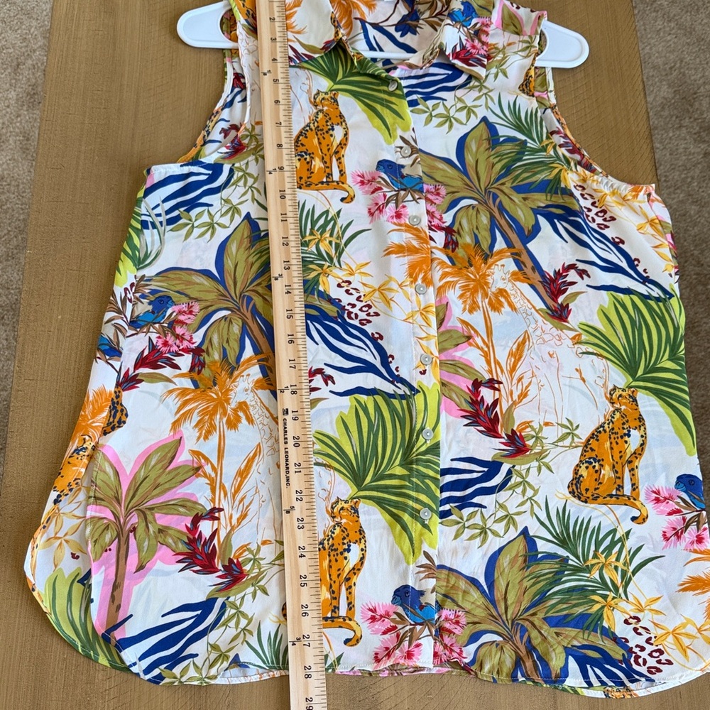 Rose + Olive Tropical Print Sleeveless Top/blouse  Size L - Picture 8 of 8